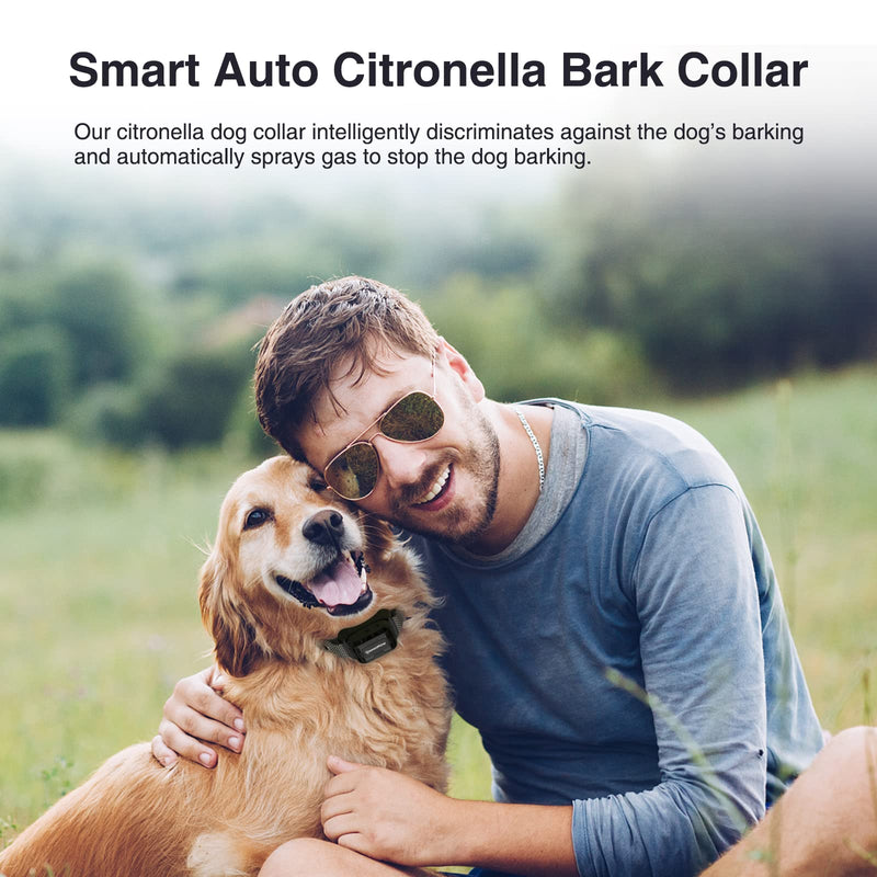 Citronella Dog Bark Collar, Citronella Bark Collar, Auto Anti Barking Collars with 3 Adjustable Sensitivity & Spray Levels, Rechargeable Dog Barking Device for Small Large Dogs Indoor Outdoor Black
