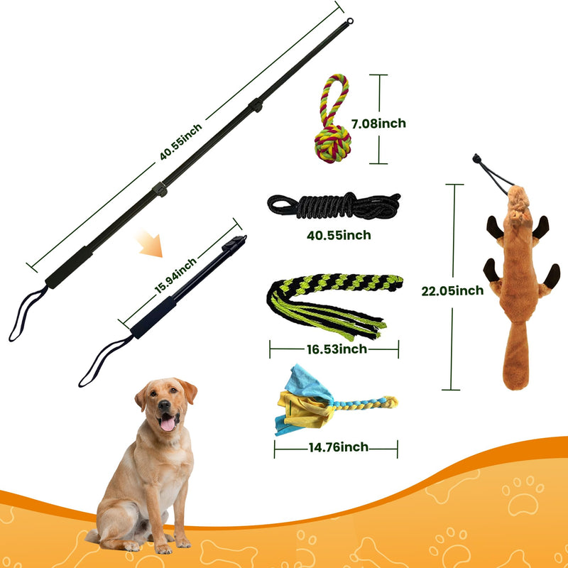 Flirt Pole for Dogs, Interactive Dog Toys Extendable Teaser Wand with Lure Chewing Toy, Chase and Tug of War for Small Medium Large Dogs Training Playing Exercise 2 Switch-40.5 inch - PawsPlanet Australia