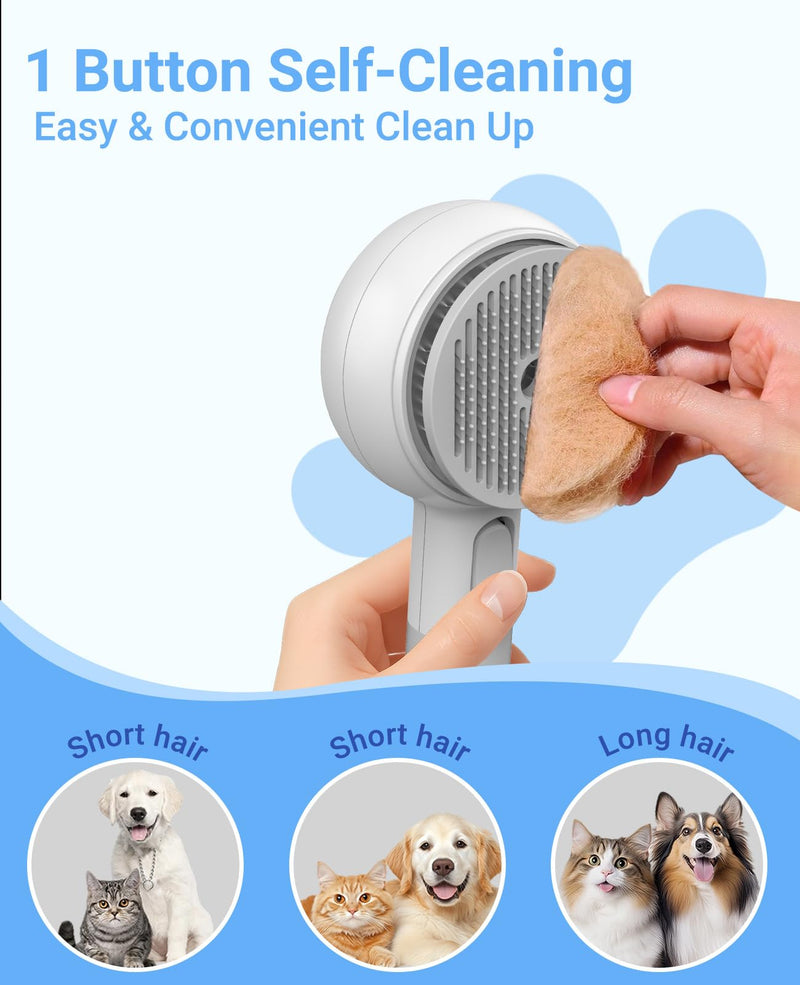 Cat Steam Brush, Cat and Dog Steam Brush, for Shedding with Release Button, 2 Speed Adjustable Spray USB Rechargeable Pet Grooming Supplies, for Dogs and Cats Pet Hair - PawsPlanet Australia