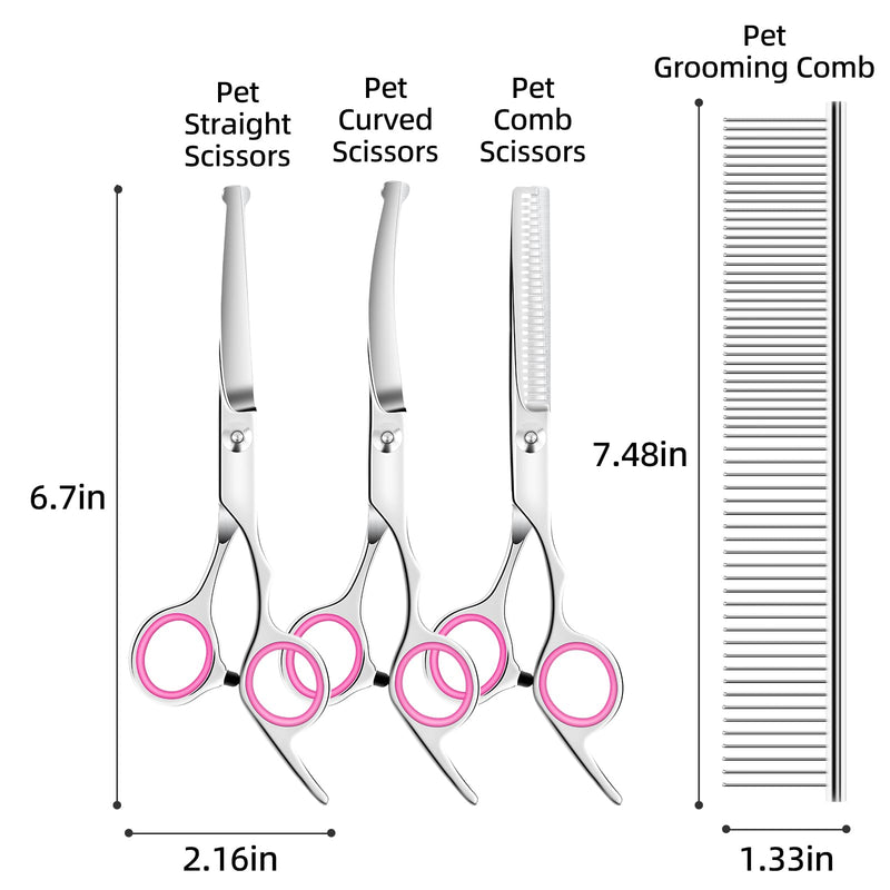 Dog Grooming Scissors Set - Dog Grooming Scissors with Safety Round Tip, 6 in 1 Heavy Duty Pet Grooming Scissor for Dogs, Cats and Other Animals - PawsPlanet Australia