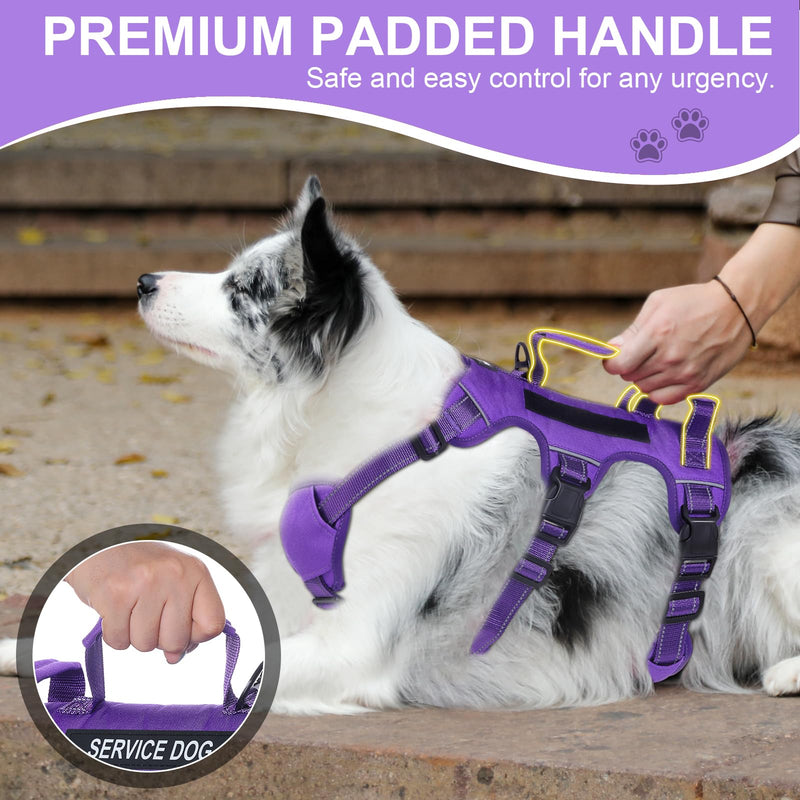 Escape Proof Dog Harness for Large Medium Sized Dogs Six Point Adjustable, Service Dog Vest Harness and Leash Set, No Pull Dogs Harnesses with Handle, XL Dog Harnesses for Walking(Purple, XL) X-Large Purple - PawsPlanet Australia