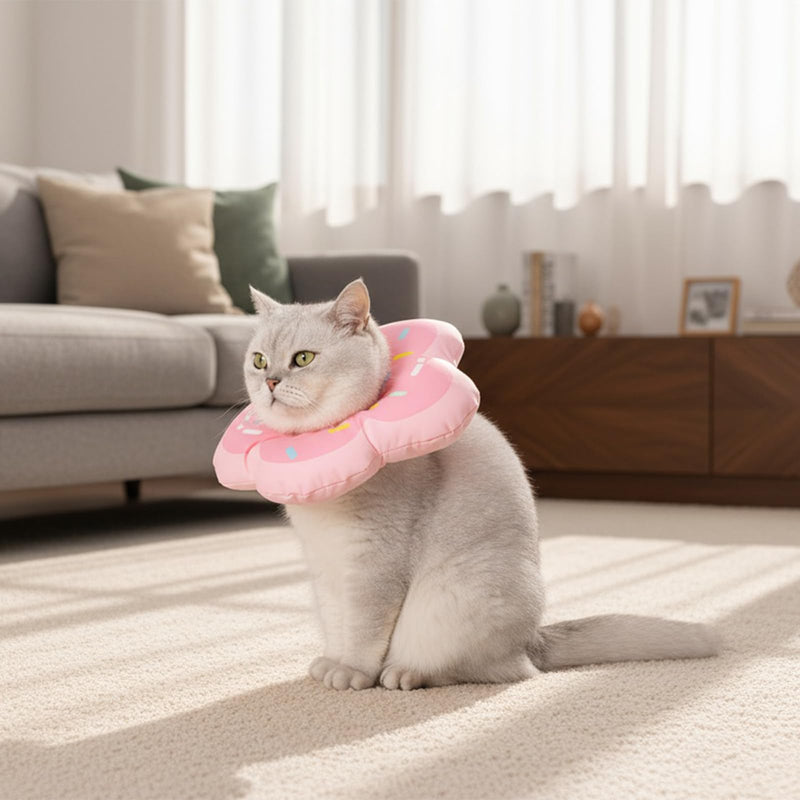 Cat Collar, Soft Adjustable Cat Collar, Waterproof Flowers Protective Collar for Cats After Surgery, Anti-Leak Collar, Comfortable Elizabethan Collar for Kittens