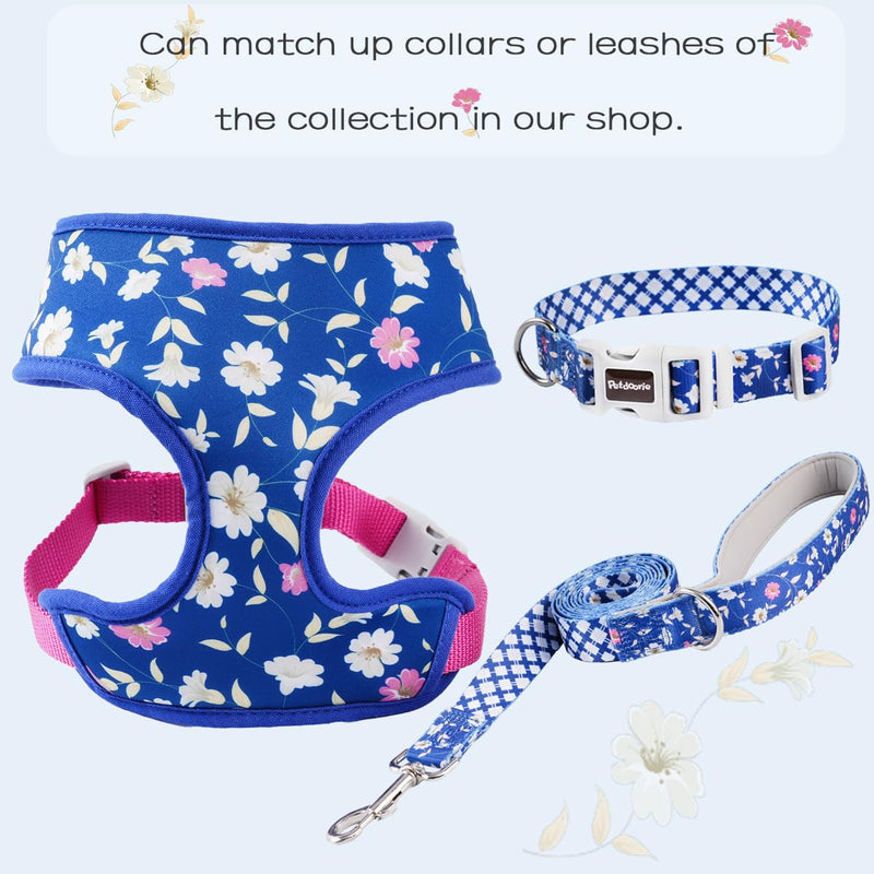 Reversible Prints Dog Harness Pet Harnesses for Extra Small Medium Large Dogs Soft Breathable Adjustable Puppy Vest for Easy Walking (Blue, Medium) Blue - PawsPlanet Australia