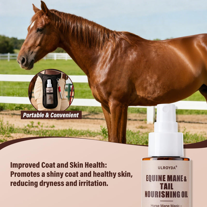 Equine Essential Oil Spray – Olive & Jojoba Blend for Silky Mane & Tail | Smooths, Detangles & Adds Natural Shine | for Horses & Dogs, 3.38 oz Fruity Melon Scent