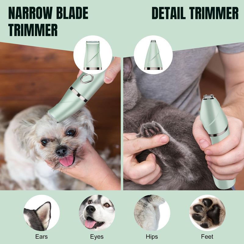Lanumi 4 in 1 Dog Pet Clipper Trimmer Set Rechargeable Paw Trimmer Low Noise Nail Grinder Dog Cat Shaver for Grooming Paws, Face,Matted Hair
