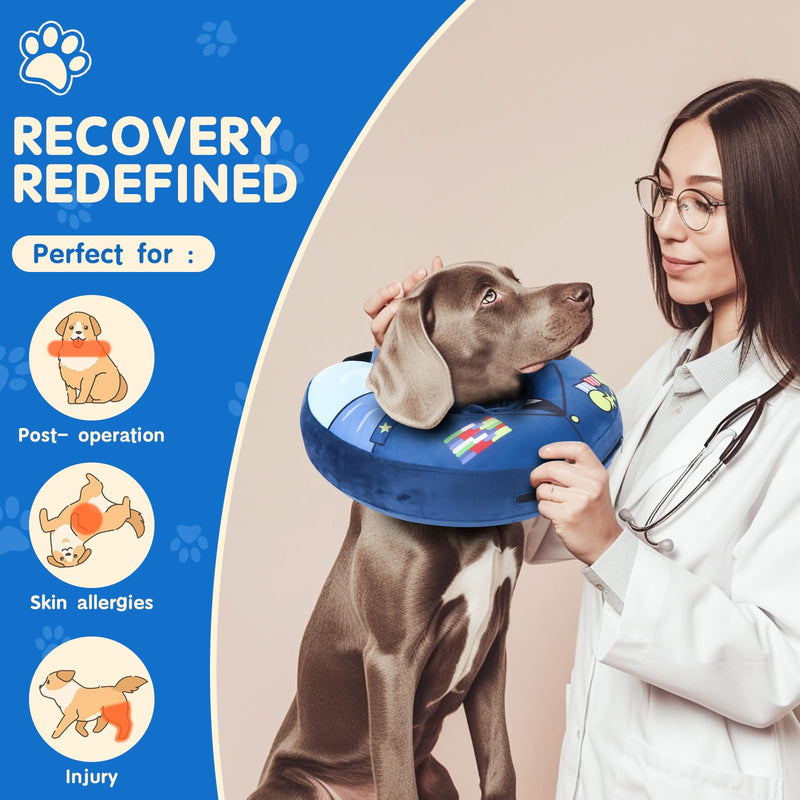 Inflatable Dog Cone Collar Alternative After Surgery, Dog Neck Donut Collar Recovery E Collar, Soft Dog Cone for Small Medium Large Dogs Blue L (12.5"-18") - PawsPlanet Australia
