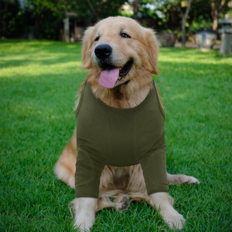 Nanaki Surgery Dog Recovery Suits for Front Legs, Dog Leg Sleeve to Stop Licking, Doggy Anti-Lick Wounds Pants, Pet Wound Cover Protective Sleeves Arm Protector for Injuries & Joint Pain M(Chest Girth:17.72"-20.87") ArmyGreen
