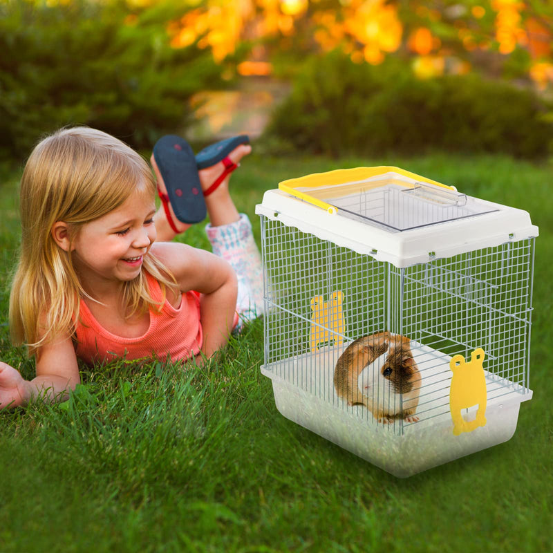 Hamster Travel Portable Carrier Cage Small Animal Carry Case with Water Bottle&foodbowl& for Dwarf Hamster,Ferrets,Hedgehog,Chinchilla,Guinea pig(White)