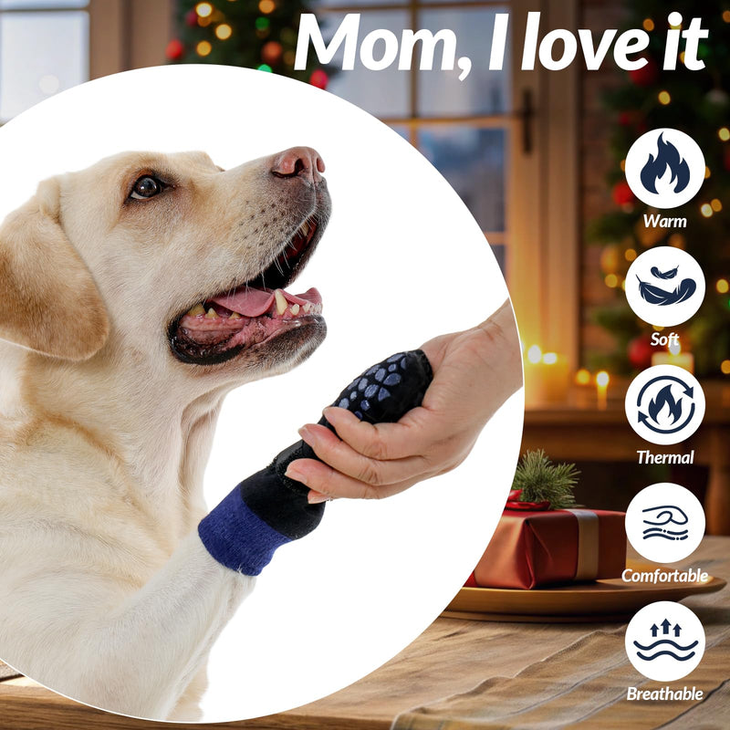 ROZKITCH Non Slip Dog Socks Prevent Senior Dogs from Falling on Slippery Hardwood Floor Hot/Cold Pavement, Paw Protectors Outdoor Indoor, Soundproofing Sock Corgi, Schnauzer Blue L L(Paw Width:2.9") - PawsPlanet Australia