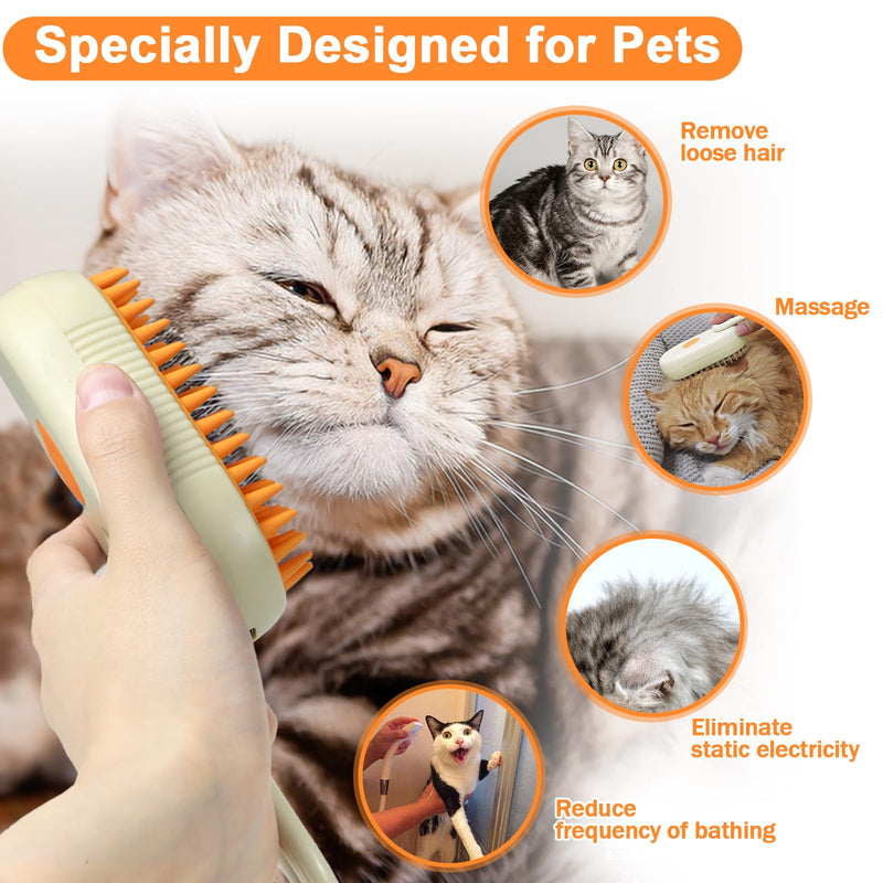 Nepfaivy Pet Steam Brush for Cat - Cat Steam Brushes for Indoor Cats Shedding, Rechargeable Steaming Brush for Dogs, Dog Mist Water Steamer, Pet Spray Hair Removal Comb for Massage Grooming KhakiFoldable - PawsPlanet Australia
