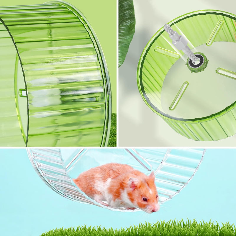 Hamster Wheel,Silent Hamster Wheel,Quiet Hamster Wheel,Hamster Exercise Wheel,Adjustable Stand Silent Hamster Wheel for Hamsters,Gerbils,Mice,Small Animals (Ф 6.7 inch, Green) Ф 6.7 inch