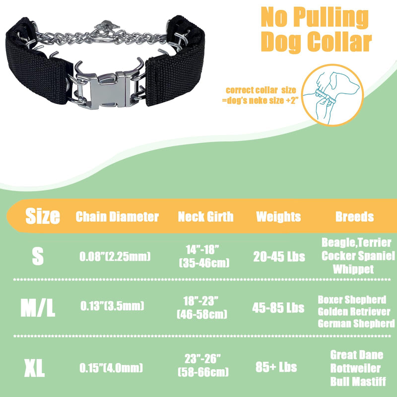 Prong Training Collar for Dogs, Adjustable Dog Pinch Collar with Quick Release Buckle, No Pull Collar for Small Medium Large Dogs, Extra Link and Caps (M/L(17-23" Neck, 3.2mm), Black) M/L(17-23" Neck, 3.2mm) - PawsPlanet Australia