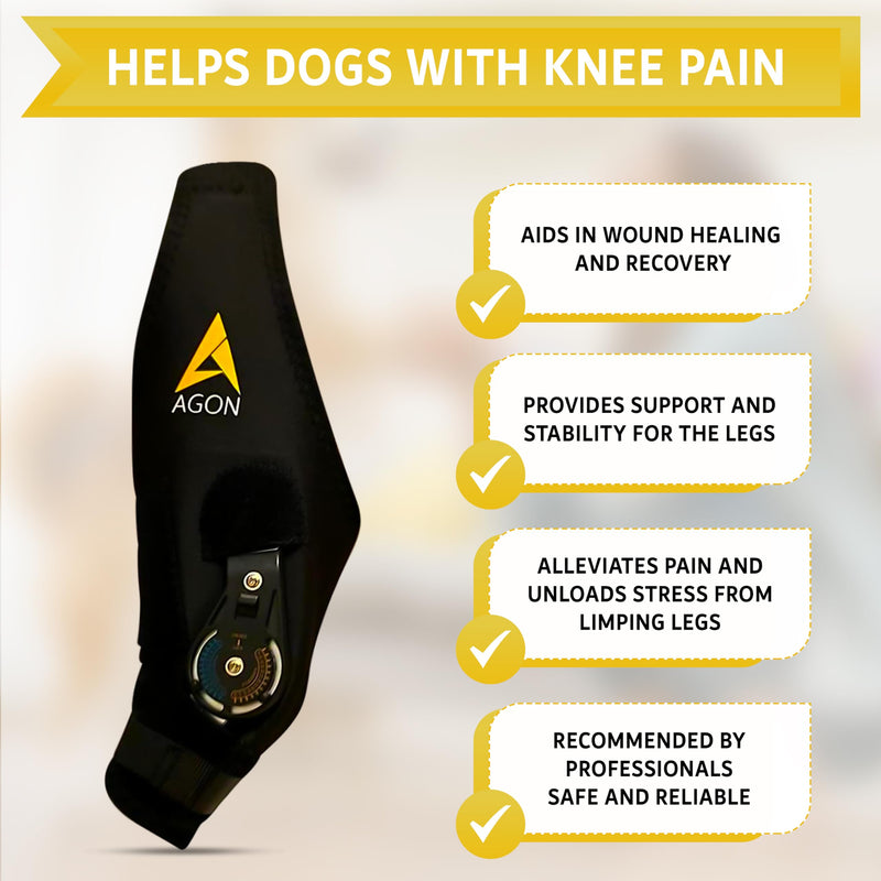 AGON Dog Knee Brace – Professional Knee Support Brace for Dogs with Adjustable Hinge Stabilizer – Premium Neoprene Hip Brace for Knee Support, Dog Recovery, and Joint Support (Left Leg, Small) Left