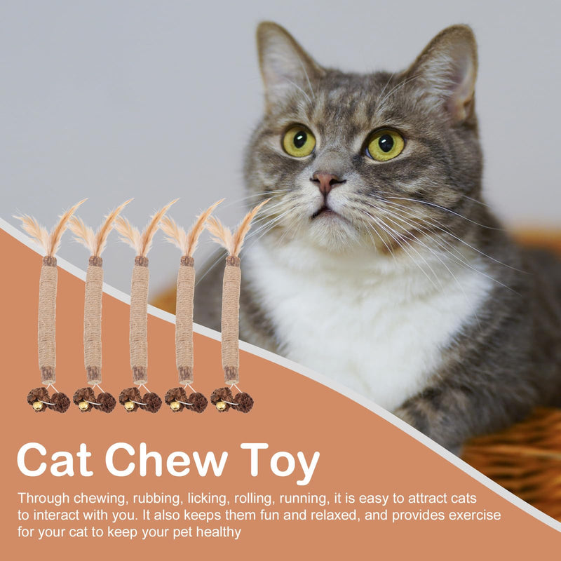 ERINGOGO 5 Pieces Dental Toys for Cats Made from Natural Actinidia Polygama and Cecidum Fruit, Bite-Proof for Dental Health in Cats and Kittens