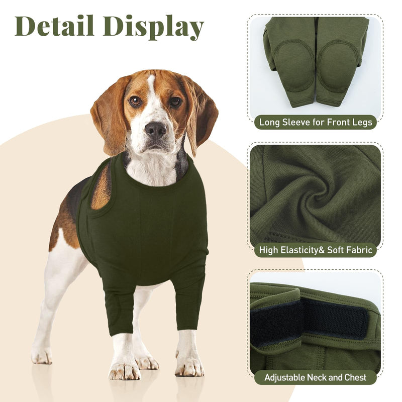 Nanaki Surgery Dog Recovery Suits for Front Legs, Dog Leg Sleeve to Stop Licking, Doggy Anti-Lick Wounds Pants, Pet Wound Cover Protective Sleeves Arm Protector for Injuries & Joint Pain M(Chest Girth:17.72"-20.87") ArmyGreen