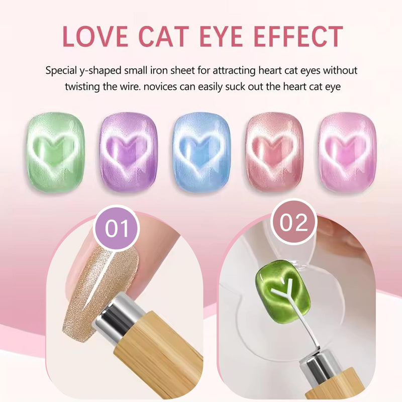 4 In 1 Cat Eye Magnet For Nails With Y-Shape And Bunny Mold For Heart And Bunny Cat Eye Pattern Nail Magnet Set For Nail Art,Multifunctional Nail Polish Magnet, Strong Magnet For Nails - PawsPlanet Australia