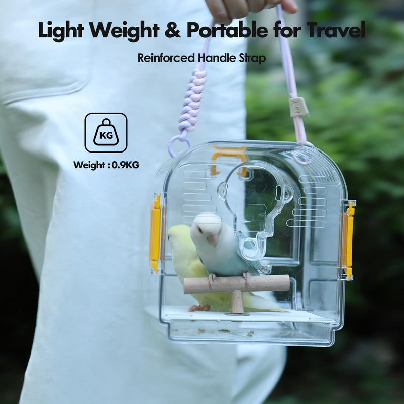 Small Bird Travel Carrier, Portable Bird Cage for Small Bird Parrot Parakeet with Shade Cover and Standing Perch, Lightweight Bird Carry Transport Cage for Vet Visit Shopping and Outdoor Adventure Yellow - PawsPlanet Australia