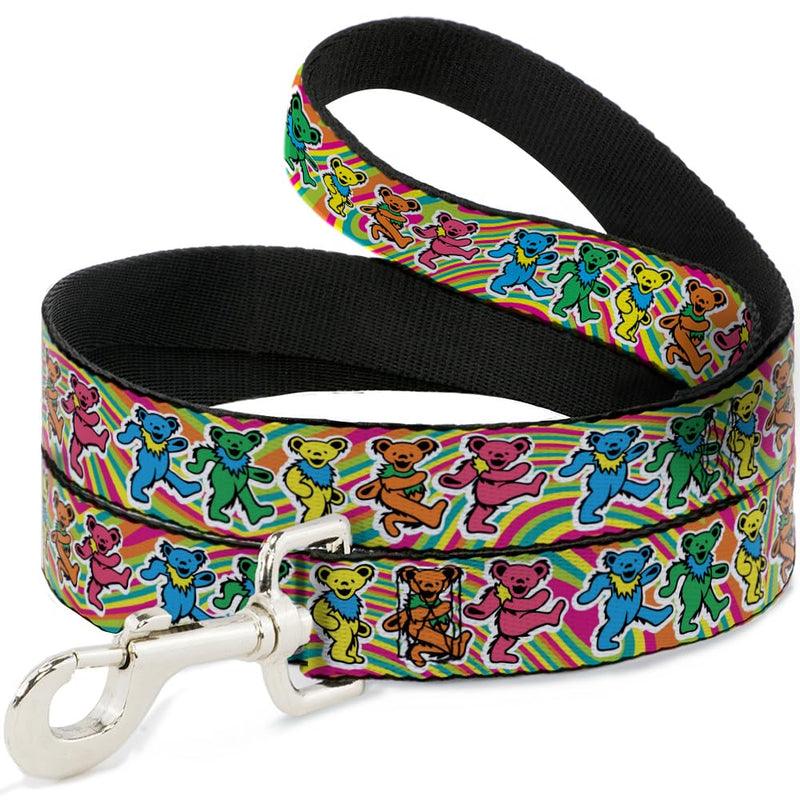 Grateful Dead Durable & Stylish Dog Leash with Snap Closure, Dancing Bears Swirl Multi Color, 4 Feet Long 1.0 Inch Wide 4 Feet Long - 1" Wide