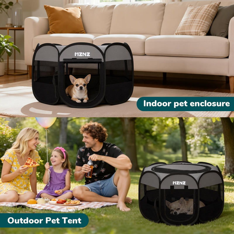Dog Cat Playpen, Portable Puppy Pet Crate Indoor for Small Dogs Cats Rabbits, Foldable Dog Cage Enclosure for Outdoor, Pop Up Dogs Tent Kennel with Carrying Case, Dark Grey Small (29"L x 29"W x 17"H)