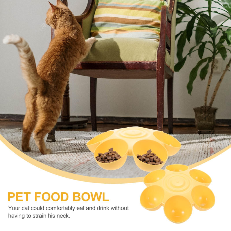 UKCOCO Multipurpose Pet Feeding Bowl 14-Inch Flower Shape Multi Cat Feeder Dog Treats Dispenser Easy to Clean Food Water Dish Yellow - PawsPlanet Australia