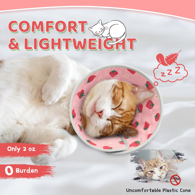 Cat Cone, Adjustable Cat Cone Collar Soft to Stop Licking, Foldable Cute Cat Cone Alternative, Water Resistant Neck Cone for Cats, Lightweight Cat Recovery E Collar for Cat Kitten（Pink，S-2 S(Neck Girth:5.5"-9.5") Pink - PawsPlanet Australia