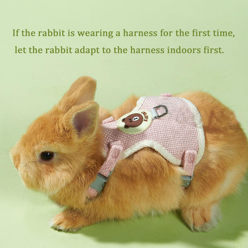 Rabbit Harness and Leash Set 2 Pieces Adjustable Bunny Harness Leash Ferret Harness Guinea Pig Harness Ferret Leash for Small Pets Walking Outdoor (Pink, Small) Pink - PawsPlanet Australia