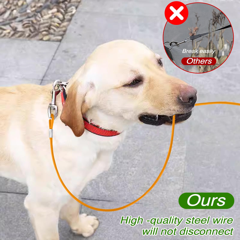 2 Pack Chew Proof Dog Leash Extension Metal Cable Lead, Non-Tangle Connect Leash for Any Leash & Collar & Harness, Heavy Duty Black Dog Leash Extender (Orange+Purple) - PawsPlanet Australia