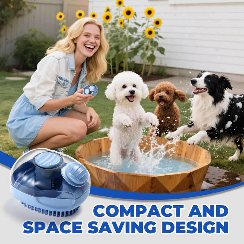 JIGA Cat Brush, Dog Bath Brush with Shampoo Dispensing, Dog Brush for Shedding with Self Cleaning, Dog Grooming Supplies, Blue - PawsPlanet Australia