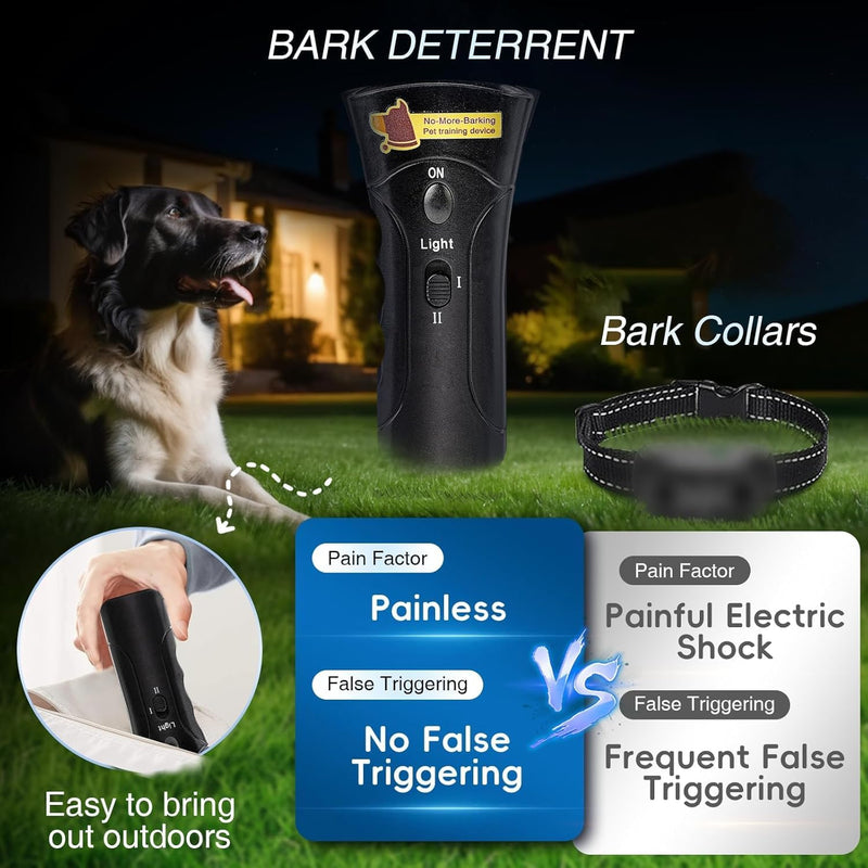 Dog Bark Deterrent Devices, Ultrasonic Anti Barking Device for Dogs, Barks No More Dog Training Device, Stop Dog Bark Control Deterrent Device Indoor Outdoor, Safe for Human & Dogs, Contains Battery Black - PawsPlanet Australia