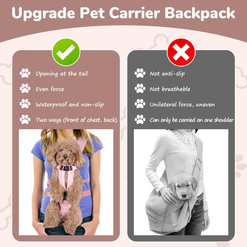 Pet Carrier Backpack, Adjustable Front Dog Carrier, Legs Out Dog Chest Carrier, Waterproof Dog Back Pack for Small Medium Dogs Cats Puppies and Rabbits Hiking Camping (Pink, Medium) Pink - PawsPlanet Australia