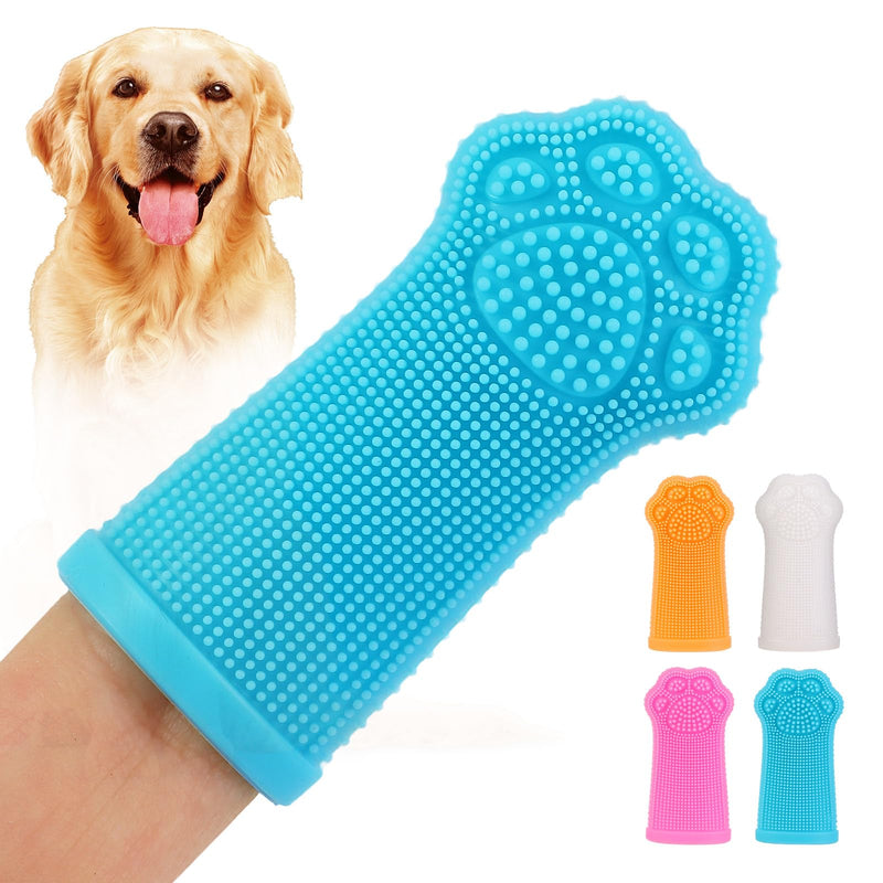 4-Pack Silicone Dog Finger Toothbrush, 360° Dog Tooth Brushing Kit, High-Efficiency Teeth Cleaning, Pet-Friendly Finger Toothbrush, Complimentary Travel Case
