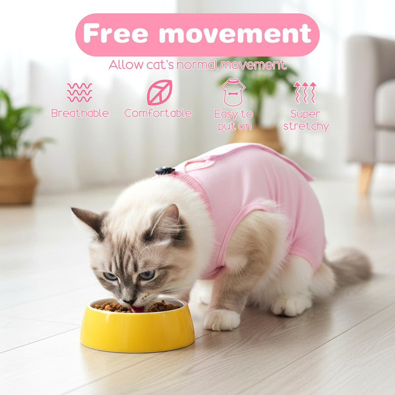 2 Pcs Cat Body Suit Post Surgery, Anti Licking Surgical Suit for Cats, Breathable Cat Spay Recovery Suit Female, Spay Suit for Female Cat to Protect Wounds or Skin Care(Purple Pink,M)