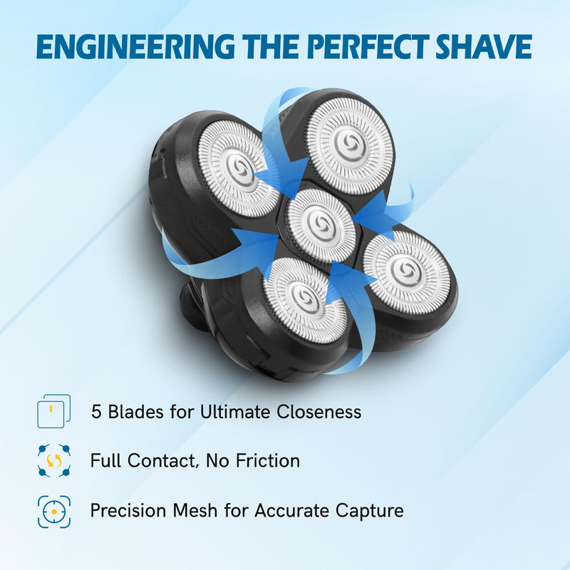5 Pack Replacement Blades for Freebird Head Shaver | 5-Blade Electric Razor Refills for Bald Men Freedom Grooming + 1 Cleaning Brush 5 PCS - PawsPlanet Australia
