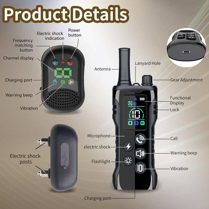 Dog Training Collar -4900Ft Dog Training Collar with Remote,IP67 Waterproof Electric Collar with 4 Training Modes,Support Remote Voice Call Function,Rchargeable E-Collarfor All Dog Sizes (Black) Black - PawsPlanet Australia