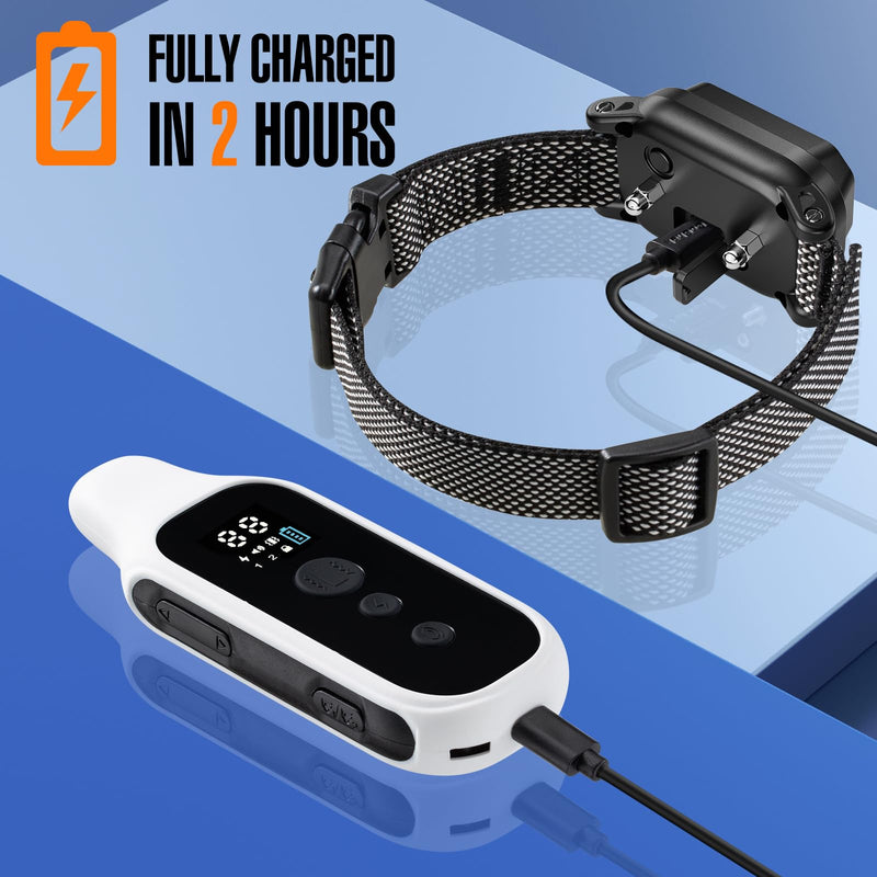 Shock Collar for Dogs, Dog Training Collar with Remote Control 3500FT, 3 Training Modes, IP67 Waterproof E Collar for Small Medium Large Dogs 18-120 lbs White - PawsPlanet Australia