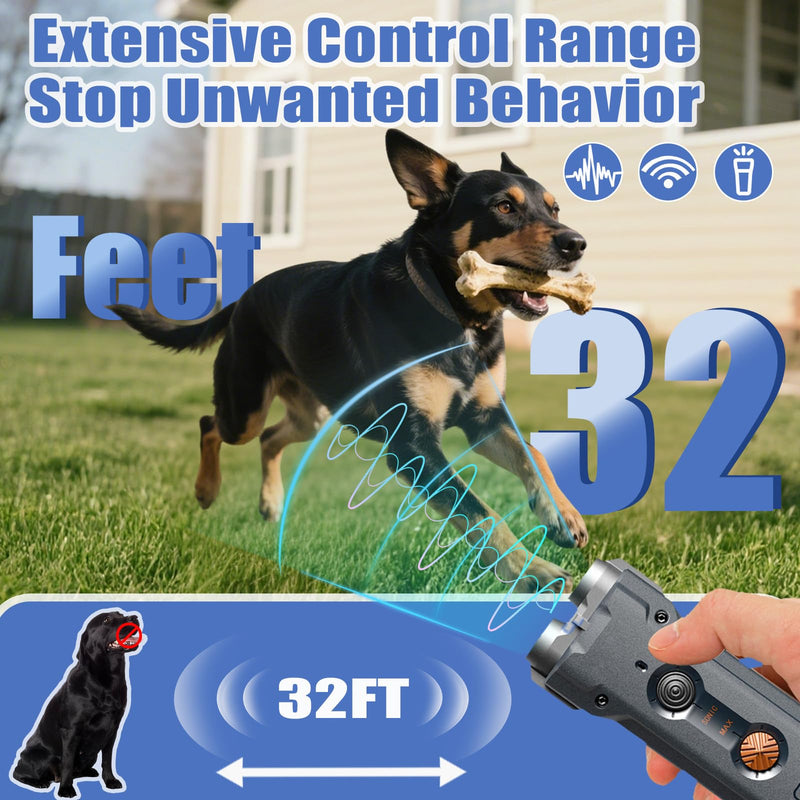 Dog Bark Deterrent Devices, 2025 Upgraded 2X Ultrasonic Anti Barking Device for Dogs-32FT Effective Range Stop Barking Neighbors Dog, Portable & Rechargeable Dog Training, Safe for Human & Dog Outdoor - PawsPlanet Australia