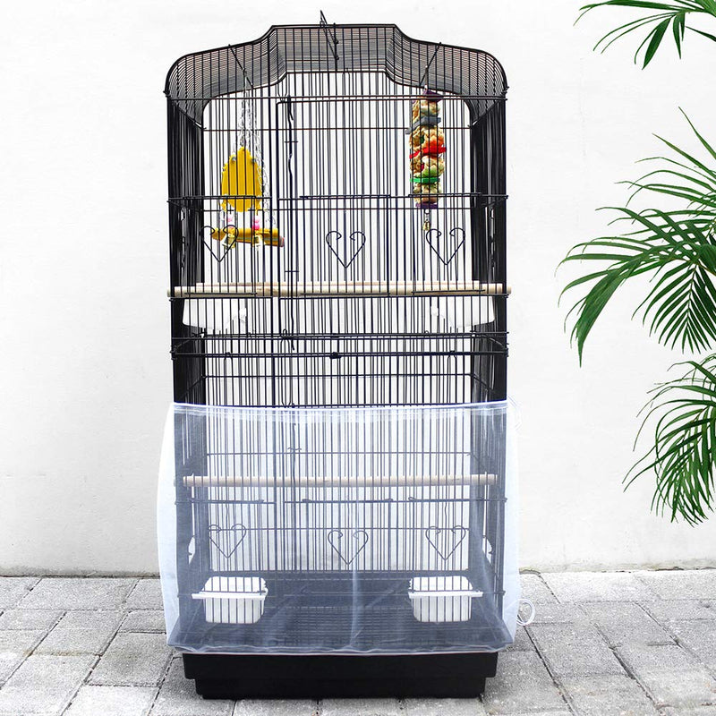 ASOCEA Bird Cage Seed Cather,Universal Adjustable Birdcage Cover Skirt Nylon Mesh Netting Parrot Parakeet Macaw African Round Square Cages Cover White - PawsPlanet Australia
