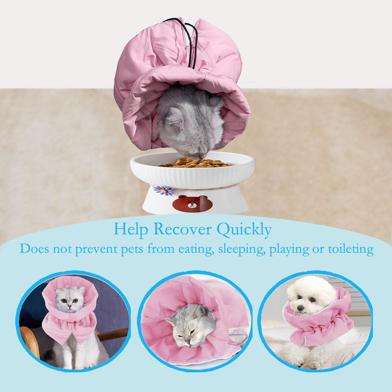 Cat Recovery Collar, Soft Adjustable Cat Cone Alternative, Lightweight Waterproof Fasteners Collars for Cats Kittens Puppies, After Surgery Stop Licking, Post-Surgery or Skin Protection. Rose Quartz S