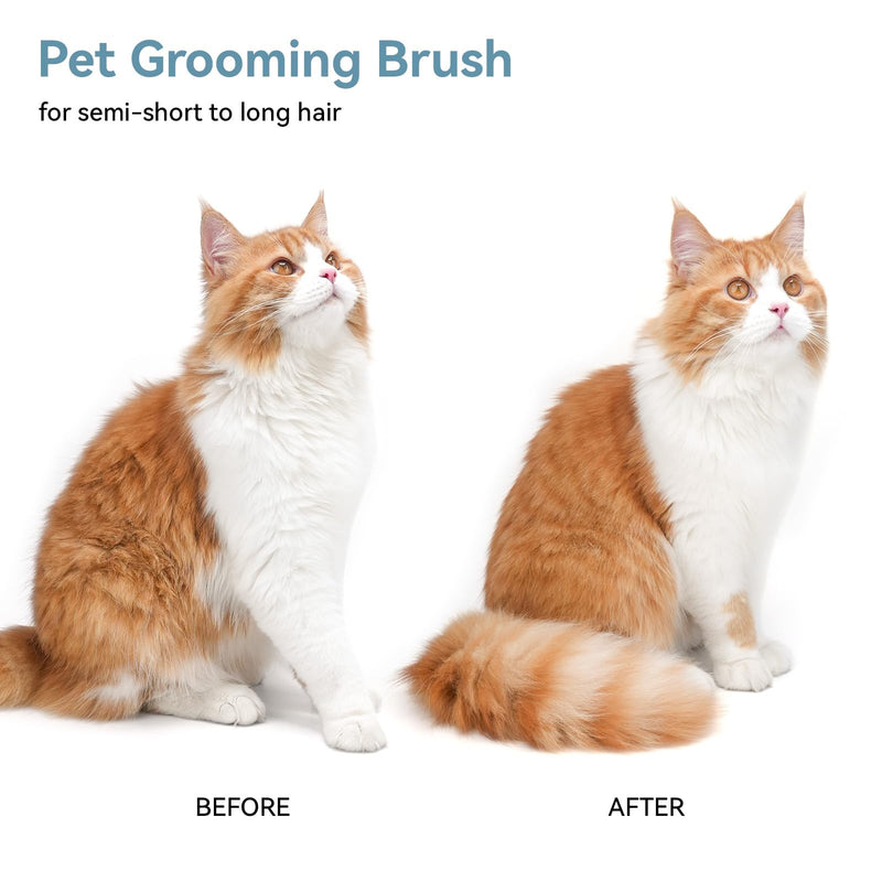 aumuca Cat Brush, Self Cleaning Pet Grooming Brush with Front Release Button, Cat Brushes for Grooming to Remove Loose Fur, Tangles & Dirt, Great for Long and Short Haired Cats Green - PawsPlanet Australia