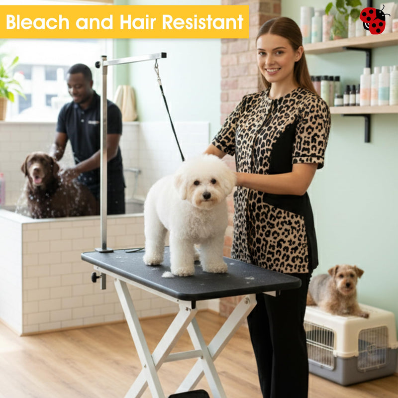 Ladybird Line 716 Leopard Waterproof Pet Grooming Jacket, Breathable Mesh Lining, Hair Bleach Resistant, Adjustable Back Belt X-Small - PawsPlanet Australia