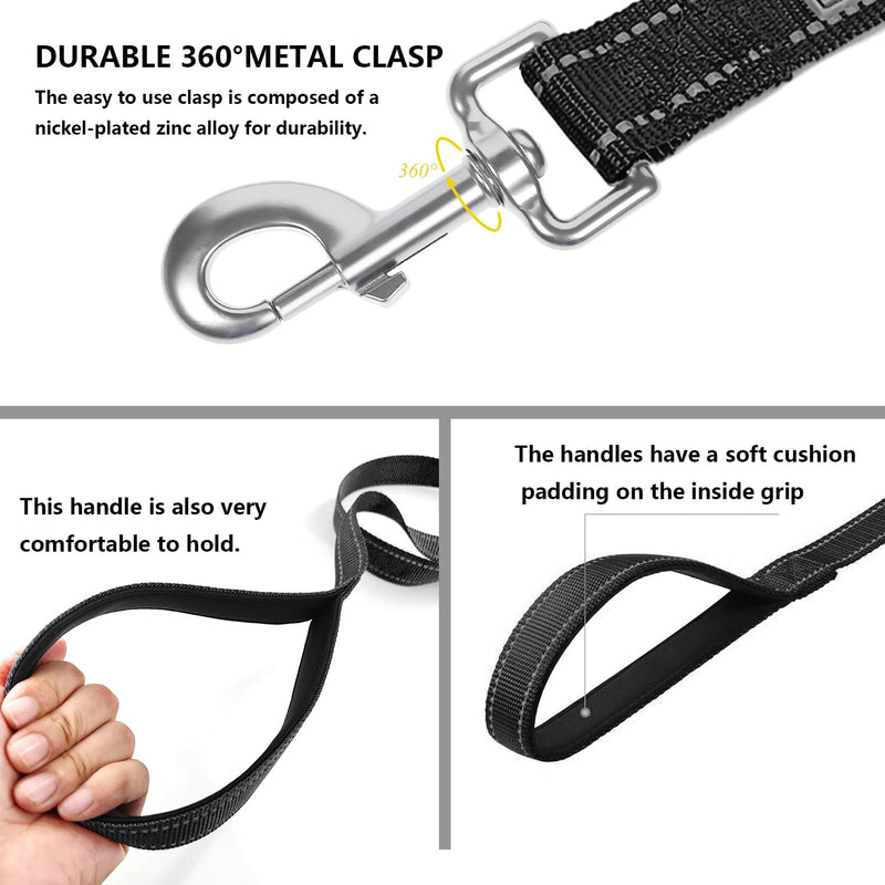 Dog Leash 6 FT Padded Handle Nylon Reflective Dogs Leashes for Small Dogs Black Small : 5/8" x 6 FT Refl Black - PawsPlanet Australia