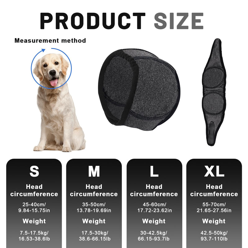 Thickened Neoprene Dog Ear Cover, Adjustable Waterproof Dog Head Wrap for Noise and Anxiety Relief, Ear Protection for Dogs (Gray, L) Dark Gray
