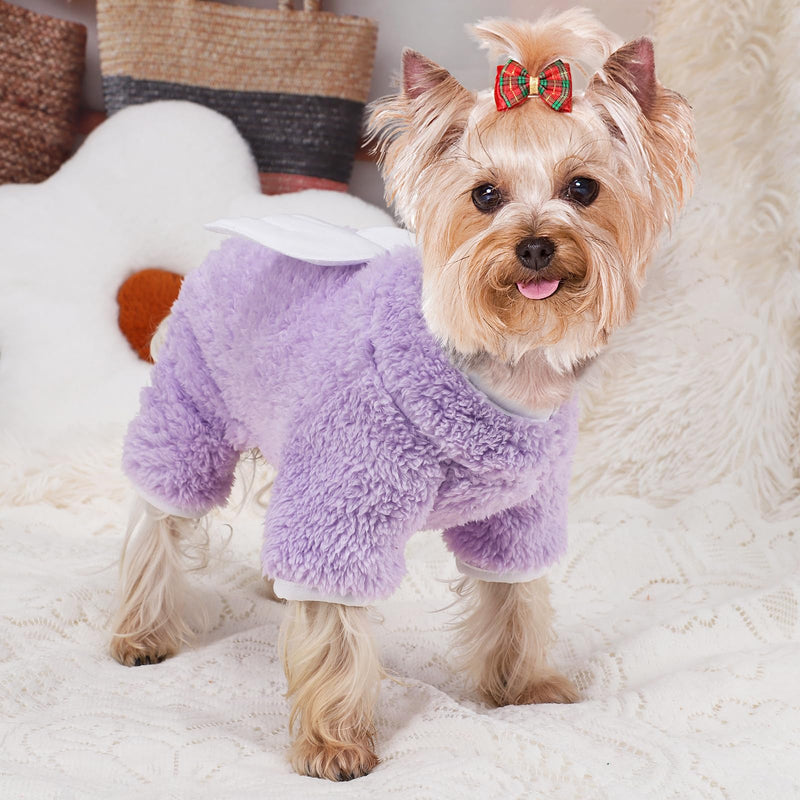 Dog Pajamas Fuzzy Velvet Dog Sweater, Angel Wings Dog Winter Pjs Clothes for Small Dogs Girl Boy, Dog Outfits for Chihuahua Clothes Yorkie, Pet Jumpsuit, Cat Apparel Angel Wings-01 - PawsPlanet Australia