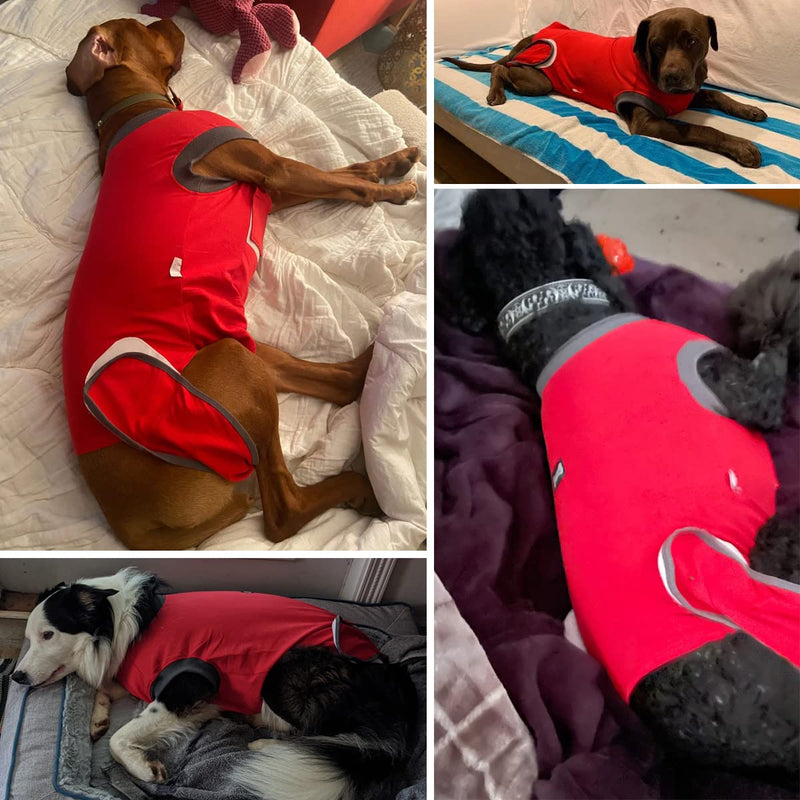Dog Recovery Suit Body Suit After Surgery Dog Onesie Cone Alternatives Spay Neuter Suit Surgical Recovery Suit for Female Male Dogs (XXX-Large, Red) XXX-Large - PawsPlanet Australia