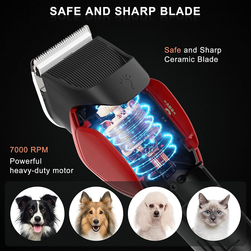 Solimpia Dog Cat Pet Clippers Shavers Electric Pet Grooming Trimmer Kit Rechargeable Cordless Low Noise Professional - PawsPlanet Australia