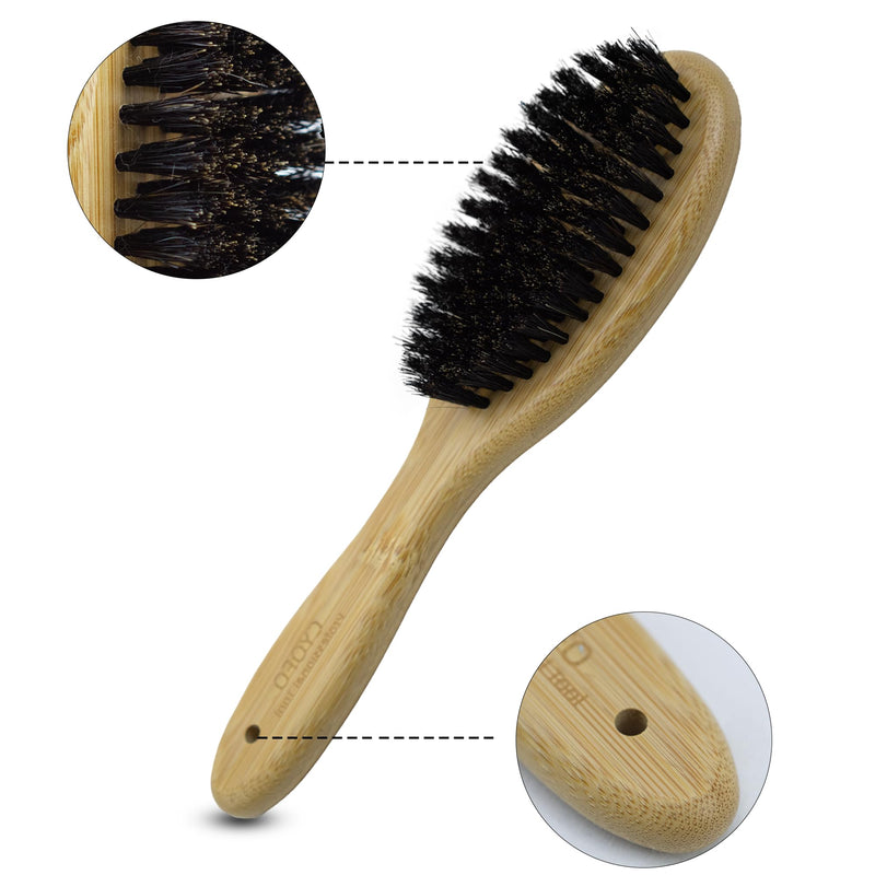 Cat & Dog Brush with Boar Bristle, Professional Grade Daily Grooming Hairbrush for Soft Hair and Healthy Shine, Short Haired Dogs Hair Brush for Reducing Shedding with Brush Cleaner - PawsPlanet Australia