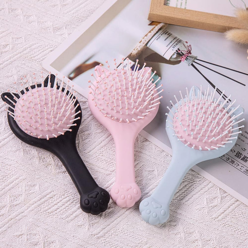 Cute Cat Shape Hair Brush Set - Air Cushion Comb for Fine, Thick, Curly Hair- Hair Brush for Women, Men or Kids (Black & Blue) Black & Blue - PawsPlanet Australia