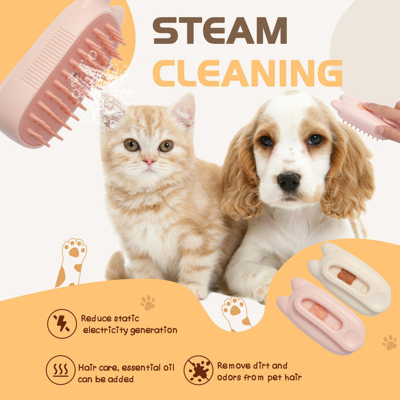 Cat Steam Brush, Steam Brush for Cats, Steamy Cat Brush with Water Tank, Upgraded 3 in 1 Multi-functional Cat Massage Brush for Shedding.(Off White) Off White - PawsPlanet Australia