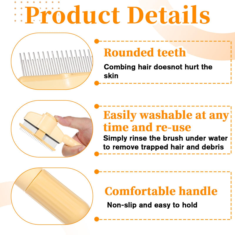 2 Pcs Pet Hair Comb Self Cleaning Cat Flea Brush with Release Button Comfort Safety Stainless Steel Brush Short Long Hair Removal Dogs Grooming Comb for Shedding Tangles - PawsPlanet Australia