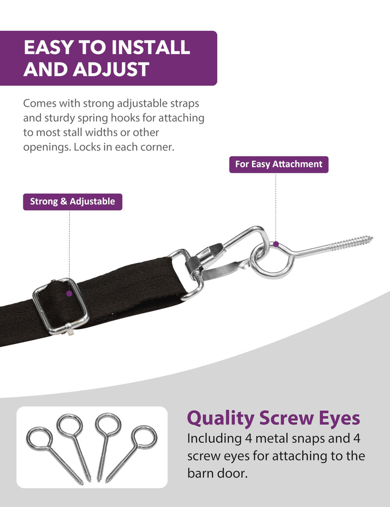 Harrison Howard Stall Guard for Horses Adjustable Straps and Sturdy Spring Hooks Included Stall Guard for Horse Barn, Black - PawsPlanet Australia